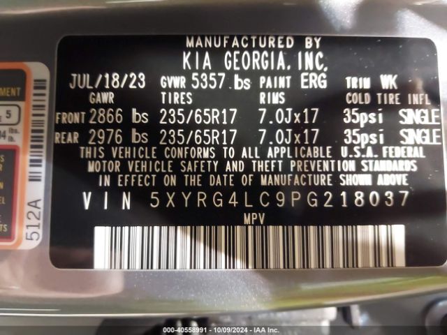 Photo 8 VIN: 5XYRG4LC9PG218037 - KIA SORENTO 