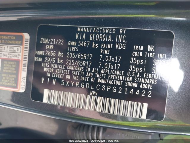 Photo 8 VIN: 5XYRGDLC3PG214422 - KIA SORENTO 