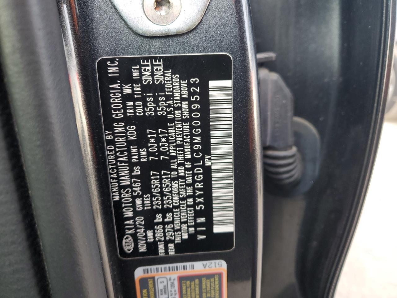 Photo 11 VIN: 5XYRGDLC9MG009523 - KIA SORENTO 