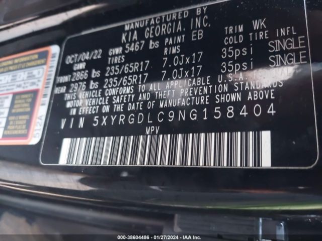 Photo 8 VIN: 5XYRGDLC9NG158404 - KIA SORENTO 