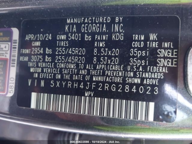 Photo 8 VIN: 5XYRH4JF2RG284023 - KIA SORENTO 