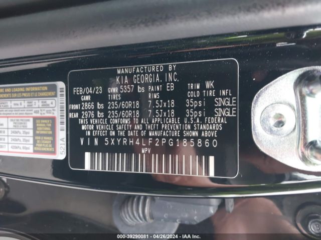 Photo 8 VIN: 5XYRH4LF2PG185860 - KIA SORENTO 