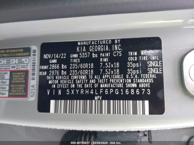 Photo 8 VIN: 5XYRH4LF6PG168673 - KIA SORENTO 