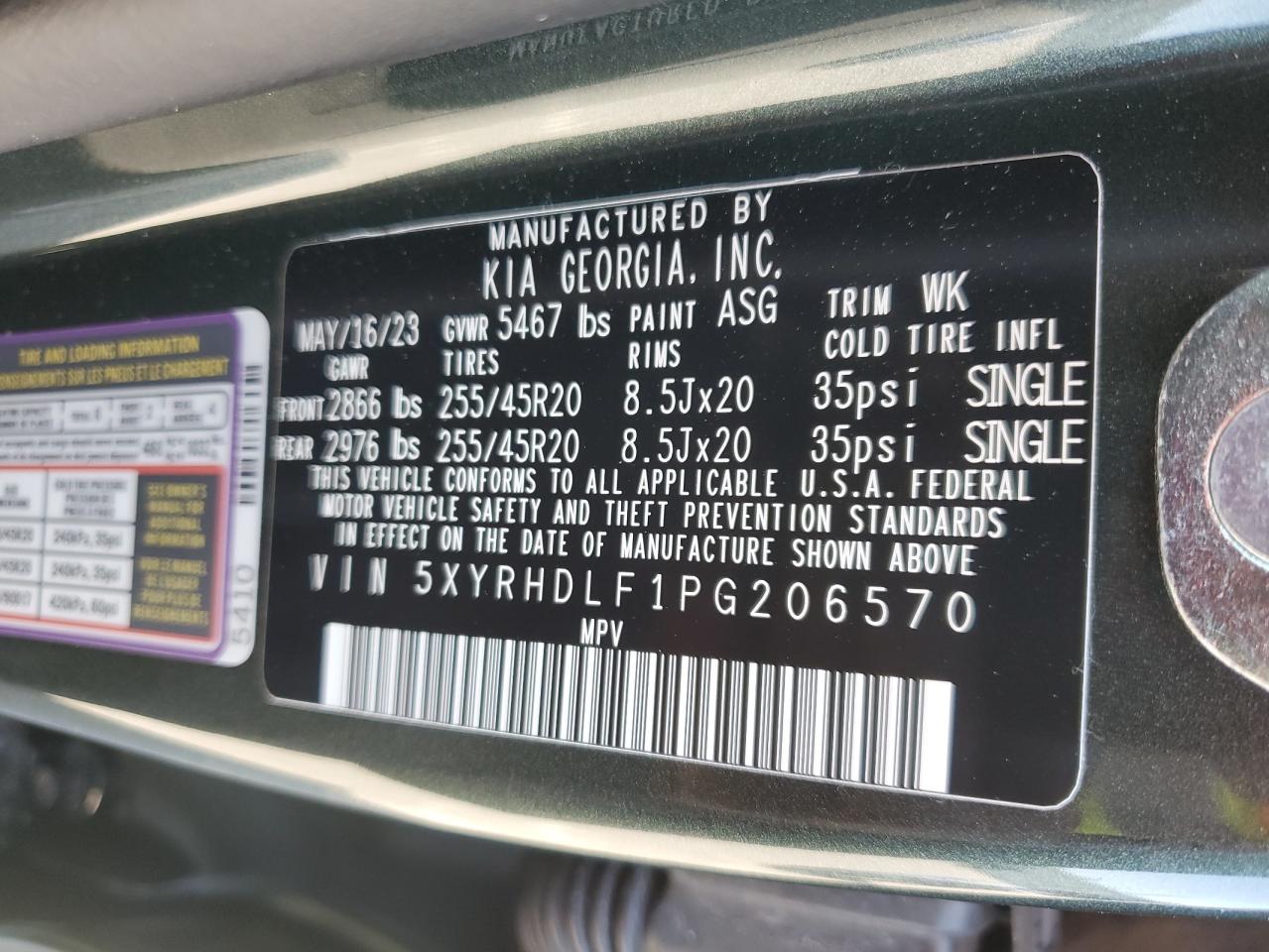 Photo 11 VIN: 5XYRHDLF1PG206570 - KIA SORENTO 