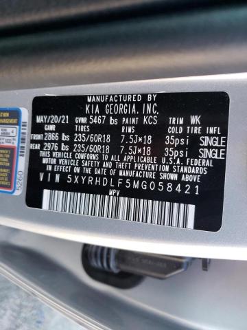 Photo 9 VIN: 5XYRHDLF5MG058421 - KIA SORENTO EX 