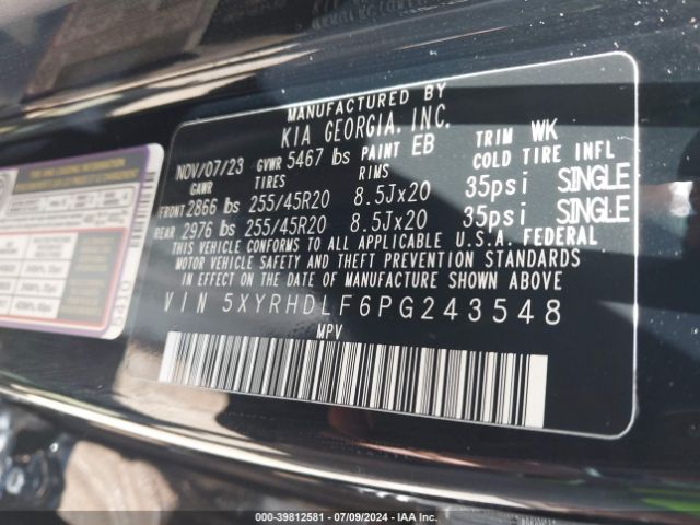 Photo 8 VIN: 5XYRHDLF6PG243548 - KIA SORENTO 