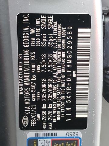 Photo 9 VIN: 5XYRHDLF8MG029589 - KIA SORENTO EX 