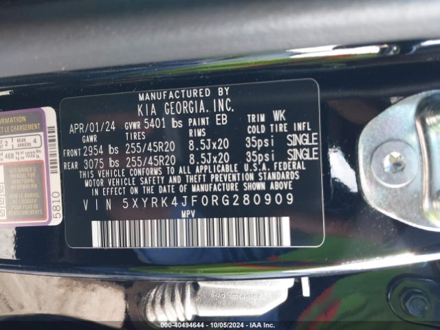 Photo 8 VIN: 5XYRK4JF0RG280909 - KIA SORENTO 