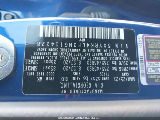 Photo 8 VIN: 5XYRK4LF3NG114228 - KIA SORENTO 