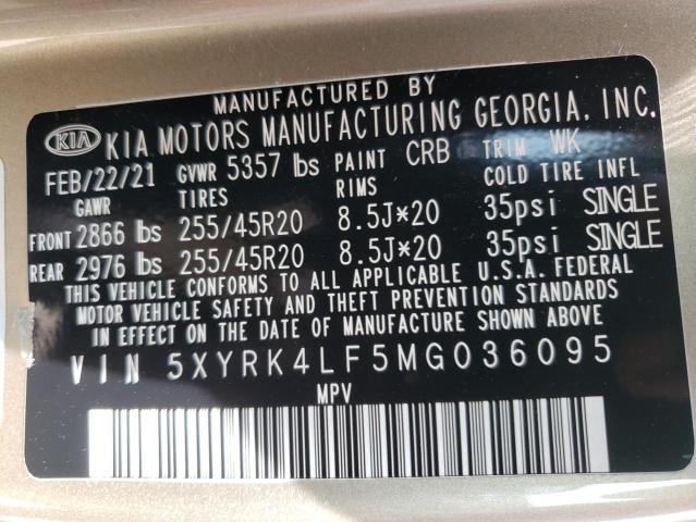 Photo 12 VIN: 5XYRK4LF5MG036095 - KIA SORENTO SX 