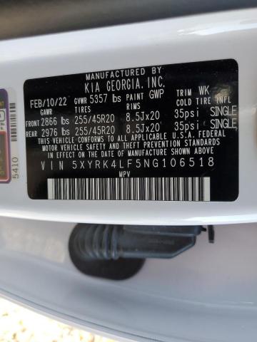 Photo 12 VIN: 5XYRK4LF5NG106518 - KIA SORENTO SX 