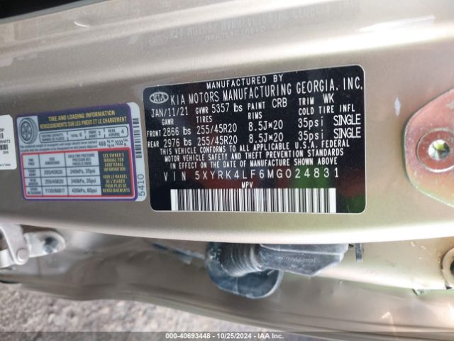 Photo 8 VIN: 5XYRK4LF6MG024831 - KIA SORENTO 