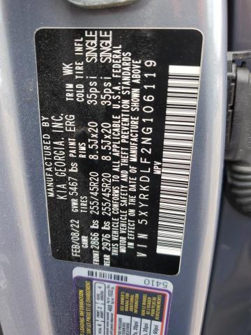 Photo 12 VIN: 5XYRKDLF2NG106119 - KIA SORENTO 