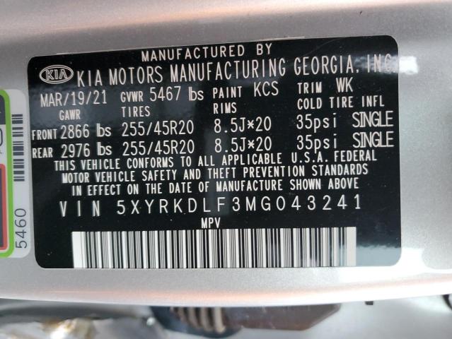 Photo 12 VIN: 5XYRKDLF3MG043241 - KIA SORENTO SX 