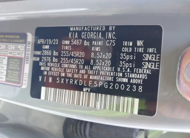 Photo 8 VIN: 5XYRKDLF5PG200238 - KIA SORENTO 