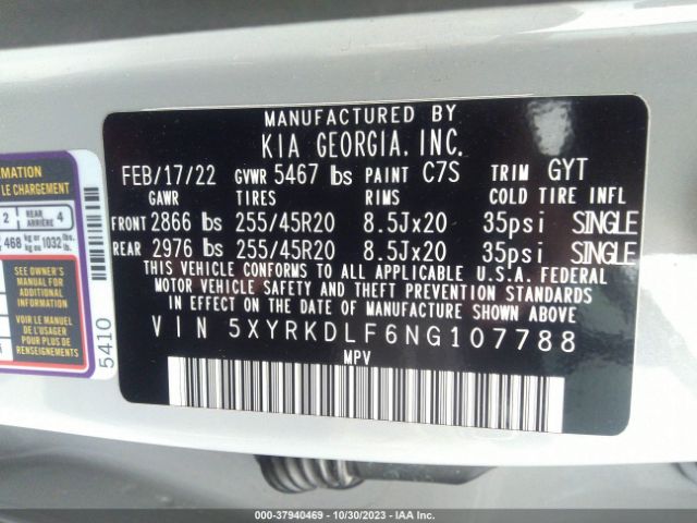 Photo 8 VIN: 5XYRKDLF6NG107788 - KIA SORENTO 