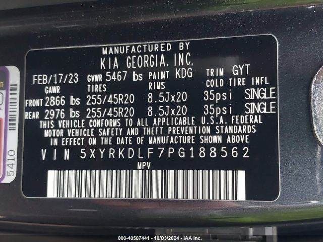 Photo 8 VIN: 5XYRKDLF7PG188562 - KIA SORENTO 