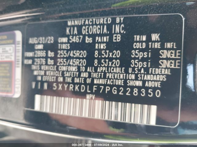 Photo 8 VIN: 5XYRKDLF7PG228350 - KIA SORENTO 