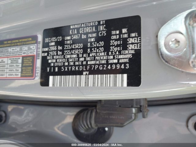 Photo 8 VIN: 5XYRKDLF7PG249943 - KIA SORENTO 