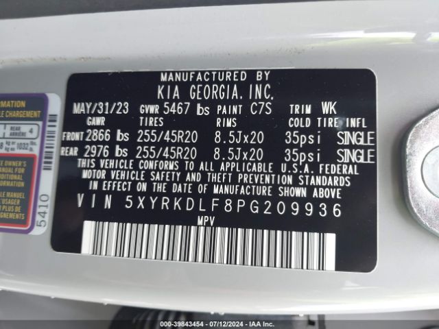 Photo 8 VIN: 5XYRKDLF8PG209936 - KIA SORENTO 