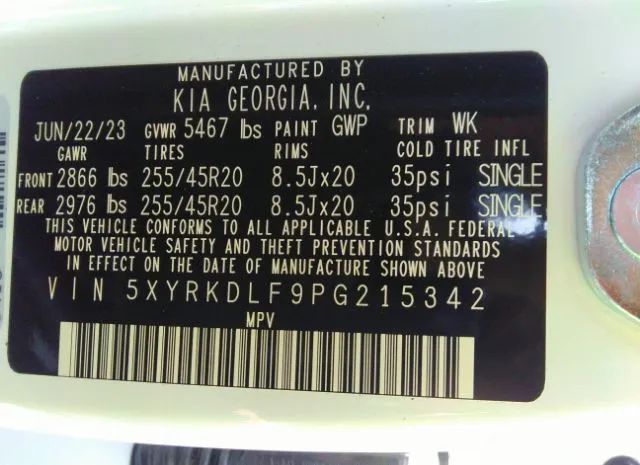 Photo 8 VIN: 5XYRKDLF9PG215342 - KIA SORENTO 