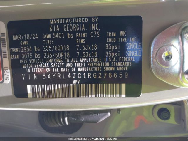 Photo 8 VIN: 5XYRL4JC1RG276659 - KIA SORENTO 