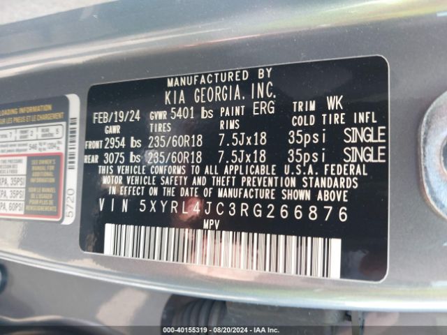 Photo 8 VIN: 5XYRL4JC3RG266876 - KIA SORENTO 