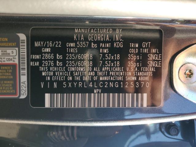 Photo 12 VIN: 5XYRL4LC2NG125370 - KIA SORENTO S 