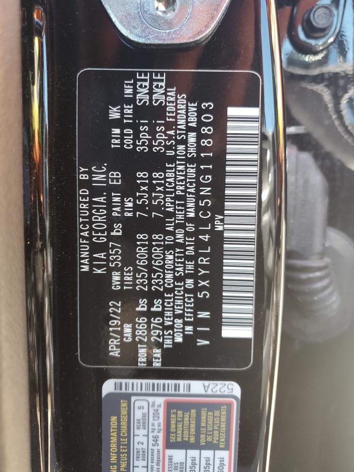 Photo 13 VIN: 5XYRL4LC5NG118803 - KIA SORENTO 