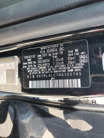 Photo 12 VIN: 5XYRL4LC7NG105745 - KIA SORENTO S 