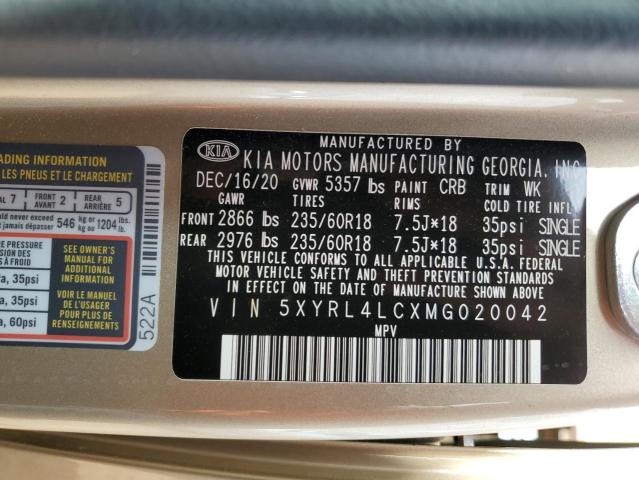 Photo 11 VIN: 5XYRL4LCXMG020042 - KIA SORENTO S 