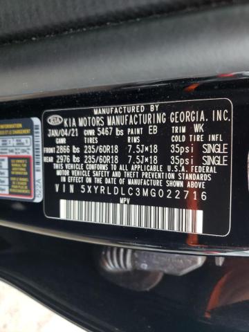 Photo 9 VIN: 5XYRLDLC3MG022716 - KIA SORENTO S 