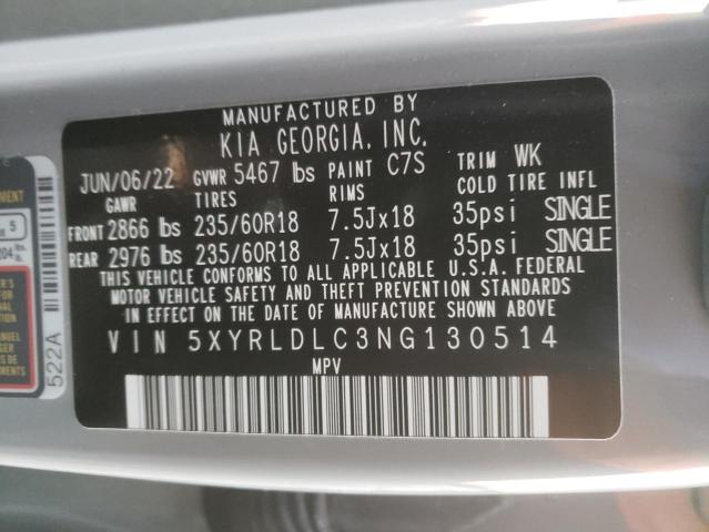 Photo 12 VIN: 5XYRLDLC3NG130514 - KIA SORENTO S 