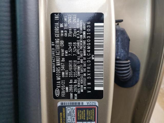 Photo 9 VIN: 5XYRLDLC4MG031036 - KIA SORENTO S 