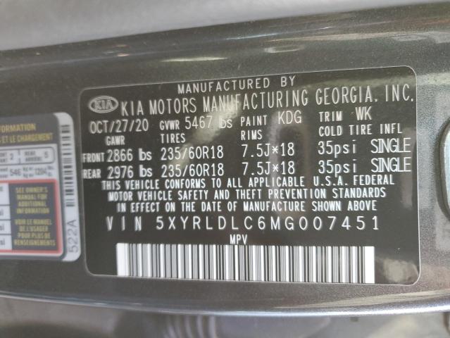 Photo 9 VIN: 5XYRLDLC6MG007451 - KIA SORENTO S 