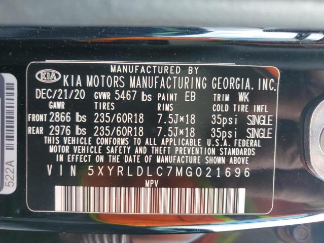 Photo 12 VIN: 5XYRLDLC7MG021696 - KIA SORENTO S 