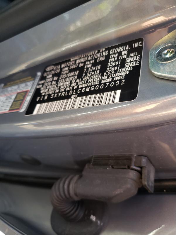 Photo 9 VIN: 5XYRLDLC8MG007032 - KIA SORENTO S 