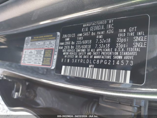 Photo 8 VIN: 5XYRLDLC8PG214573 - KIA SORENTO 