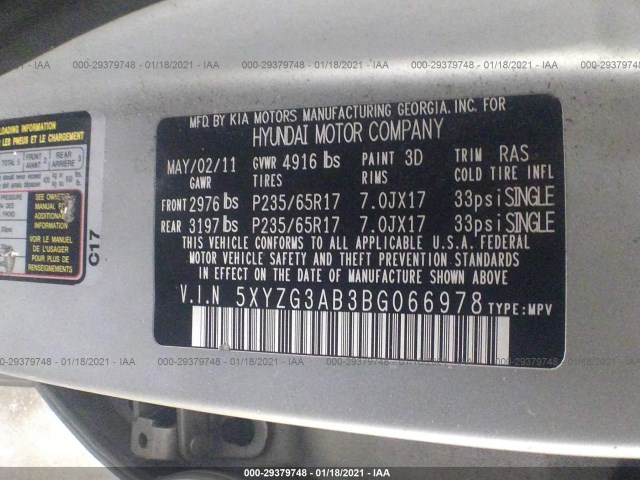 Photo 8 VIN: 5XYZG3AB3BG066978 - HYUNDAI SANTA FE 