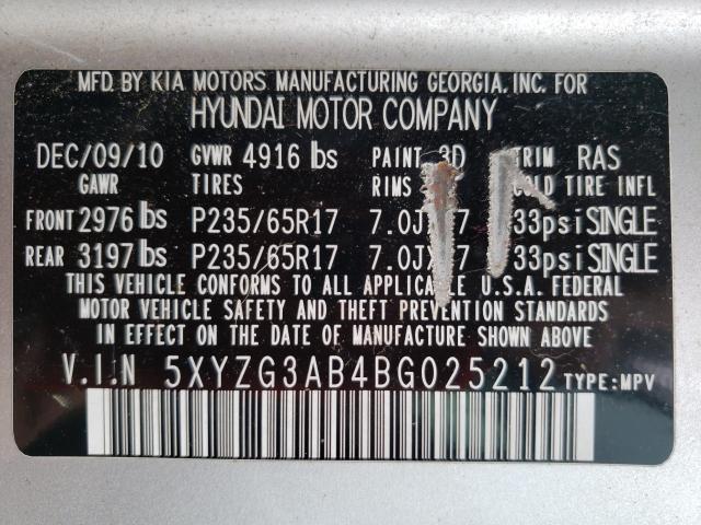 Photo 9 VIN: 5XYZG3AB4BG025212 - HYUNDAI SANTA FE G 