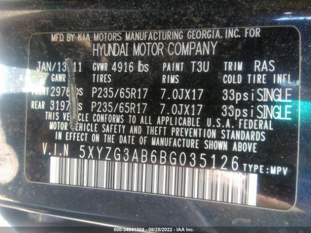 Photo 8 VIN: 5XYZG3AB6BG035126 - HYUNDAI SANTA FE 