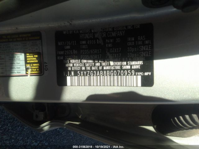 Photo 8 VIN: 5XYZG3AB8BG070959 - HYUNDAI SANTA FE 