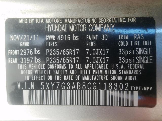 Photo 9 VIN: 5XYZG3AB8CG118302 - HYUNDAI SANTA FE G 