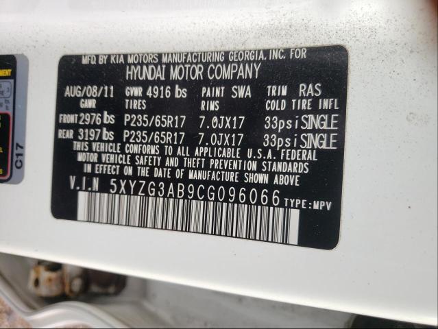 Photo 9 VIN: 5XYZG3AB9CG096066 - HYUNDAI SANTA FE G 