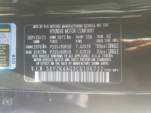 Photo 9 VIN: 5XYZK4AG3CG106722 - HYUNDAI SANTA FE L 