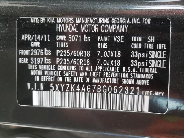 Photo 9 VIN: 5XYZK4AG7BG062321 - HYUNDAI SANTA FE L 