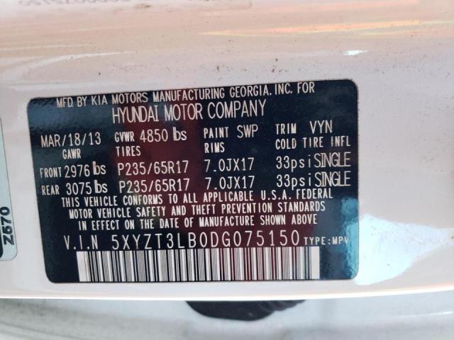 Photo 9 VIN: 5XYZT3LB0DG075150 - HYUNDAI SANTA FE S 