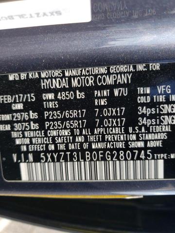 Photo 9 VIN: 5XYZT3LB0FG280745 - HYUNDAI SANTA FE S 