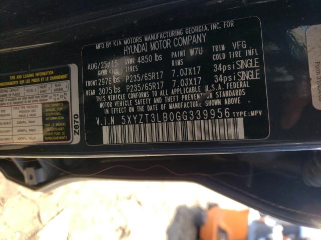 Photo 9 VIN: 5XYZT3LB0GG339956 - HYUNDAI SANTA FE S 