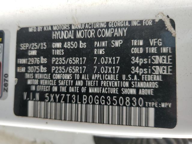 Photo 9 VIN: 5XYZT3LB0GG350830 - HYUNDAI SANTA FE S 